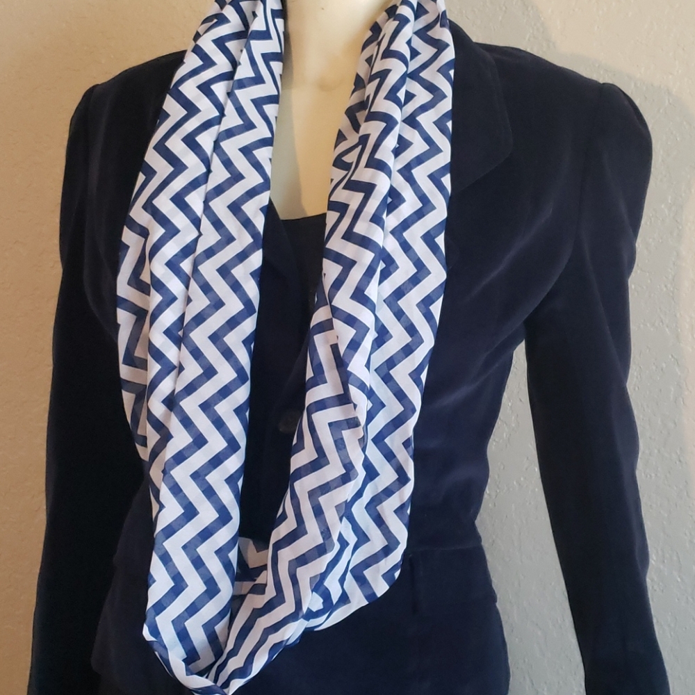 Blue sheer Chevron design Infinity scarf